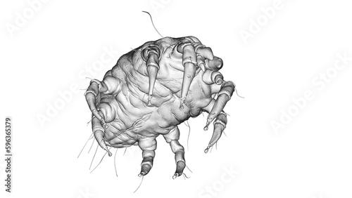 Photography 3d illustration of a dust mite