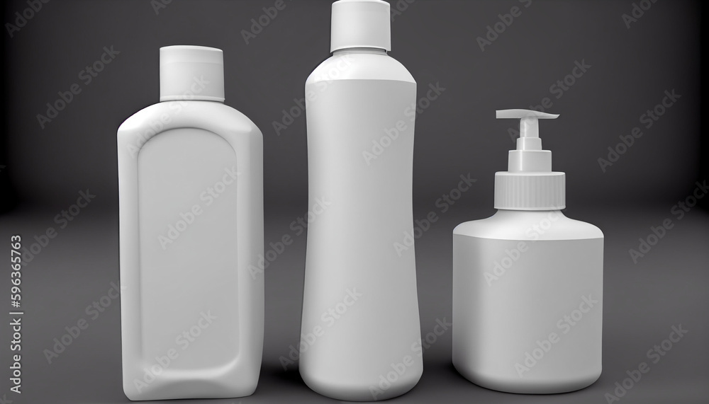 Lotion shampoo. Realistic bottle mock up set. Product Mockup set Ai generated image Lotion shampoo. Realistic bottle mock up set. Product Mockup set Ai generated image