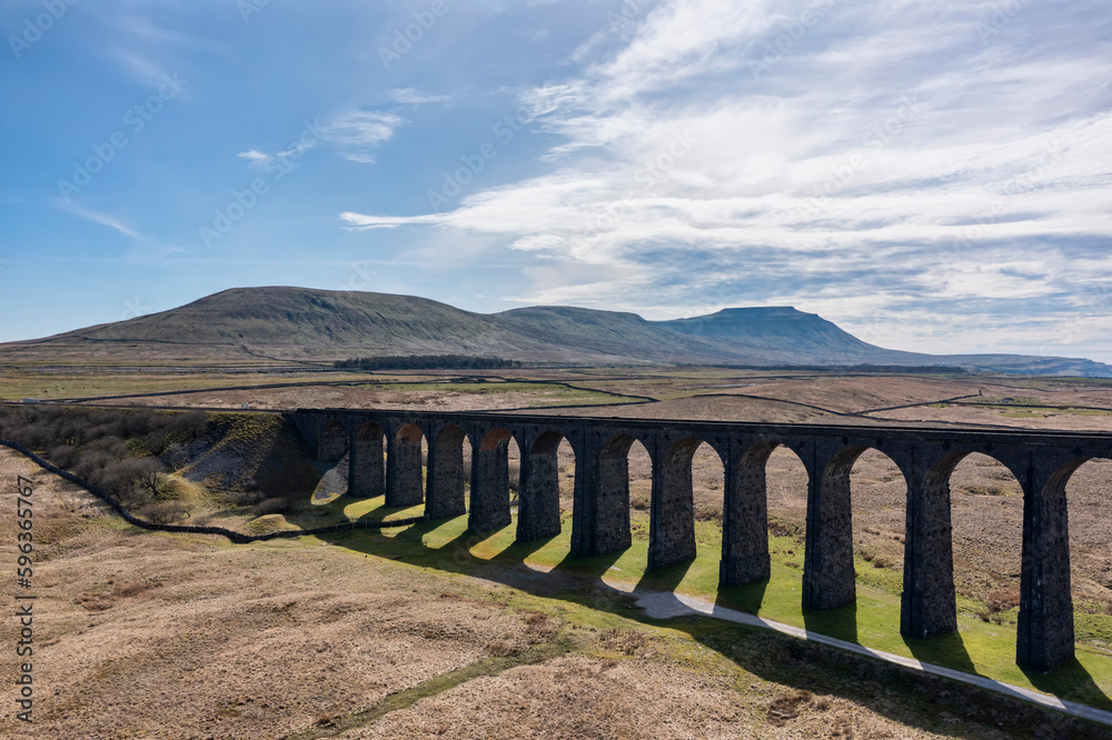 Ribblehead Viaduct and Ingleborough from the east