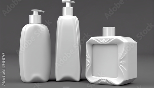 Lotion shampoo. Realistic bottle mock up set. Product Mockup set Ai generated image