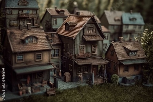 Collection of small dwellings. Generative AI