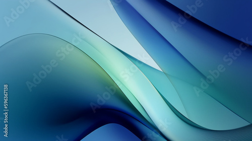 abstract blue background with smooth lines and waves Generative ai © Zoya Miller