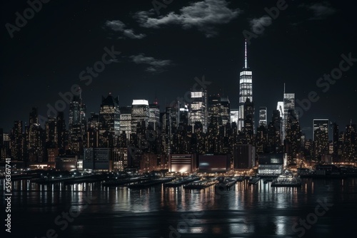 Profile view of NYC skyline. Generative AI © Rosamund