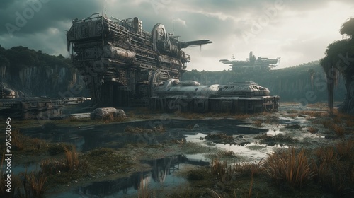 An abandoned futuristic outpost