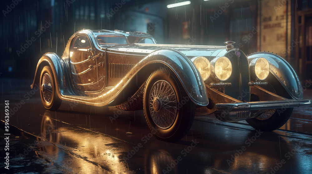 Fototapeta premium Retro concept car,created with Generative AI tecnology.