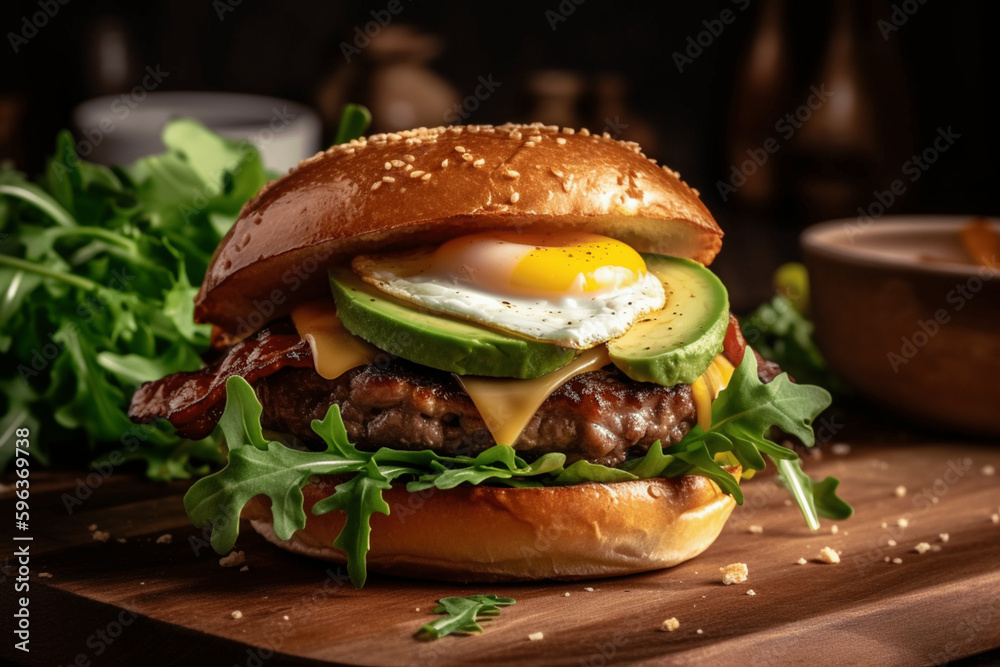 hamburger on a plate generative ai hamburger on a plate generative ai
