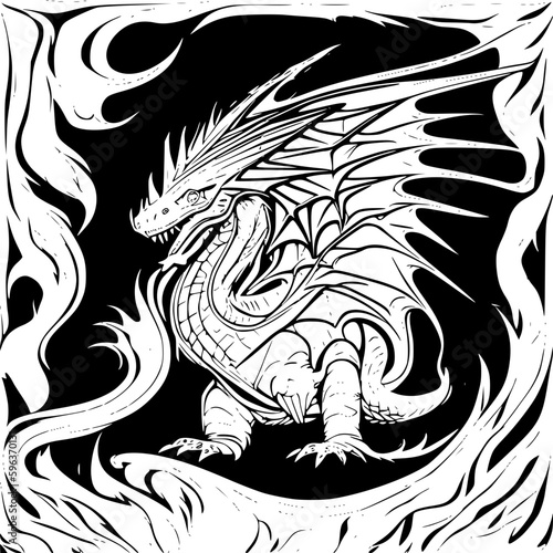 Wallpaper Mural black and white dragon tattoo vector Torontodigital.ca
