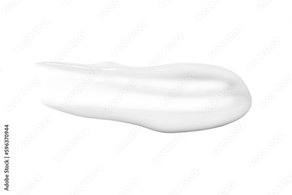 A drop of liquid smeared white cream on a white background. Isolated A drop of liquid smeared white cream on a white background. Isolated
