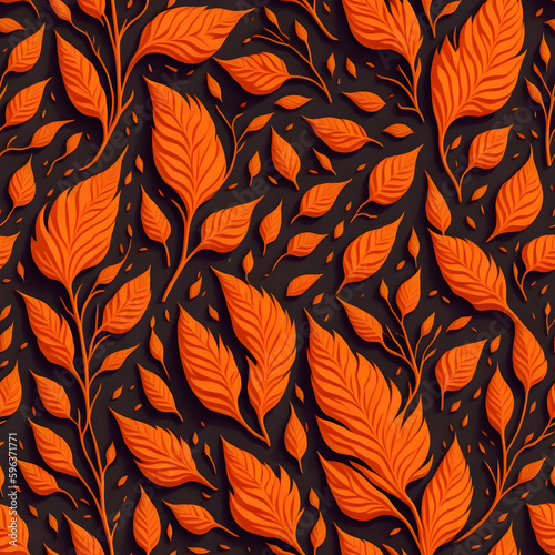 orange color centered artwork of floral Generative AI