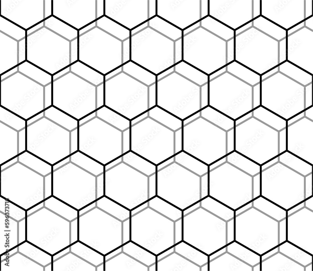 A seamless pattern of hexagons with the lines drawn in black A seamless pattern of hexagons with the lines drawn in black