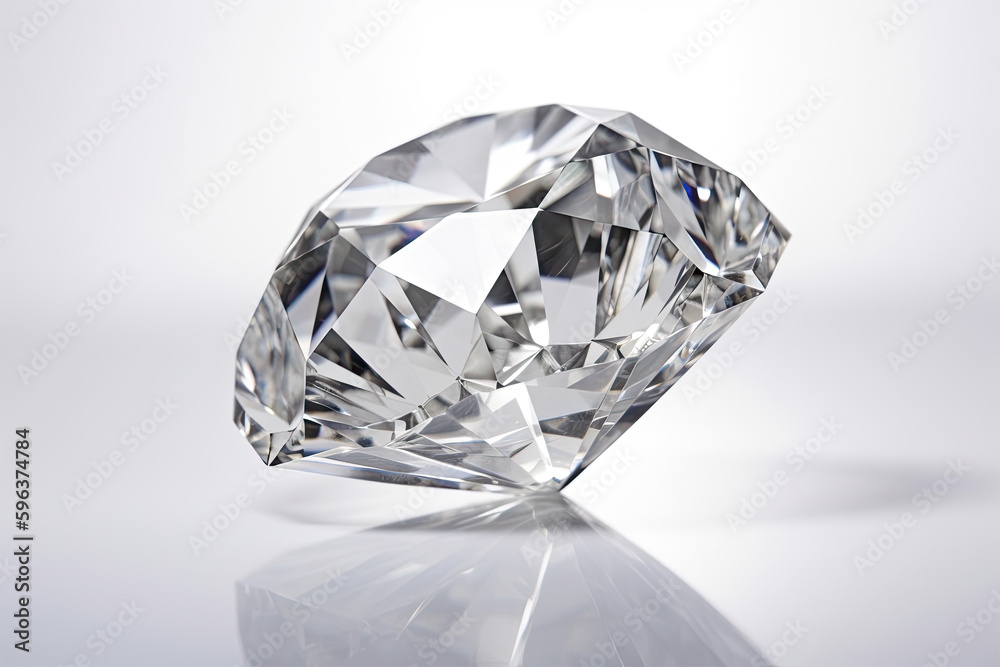 Dazzling round artificial diamond on white background. Generative AI Dazzling round artificial diamond on white background. Generative AI