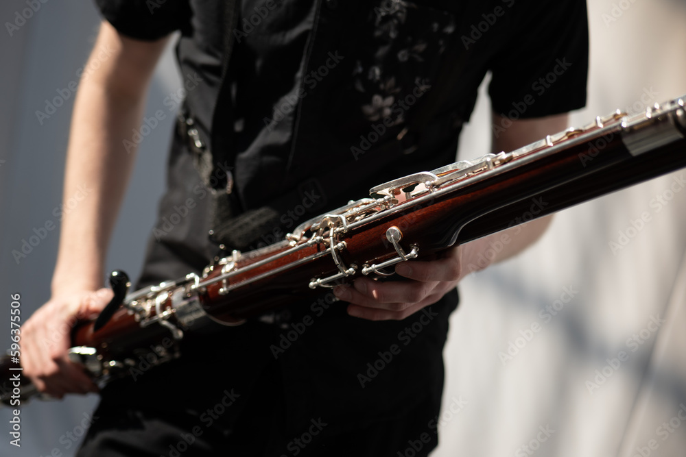 Musician playing the bassoon