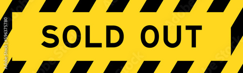 Yellow and black color with line striped label banner with word sold out