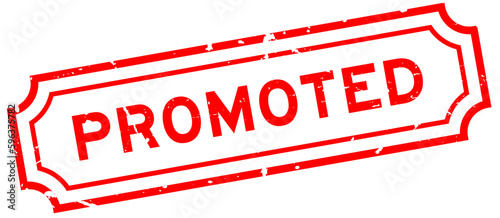 Grunge red promoted word rubber seal stamp on white background