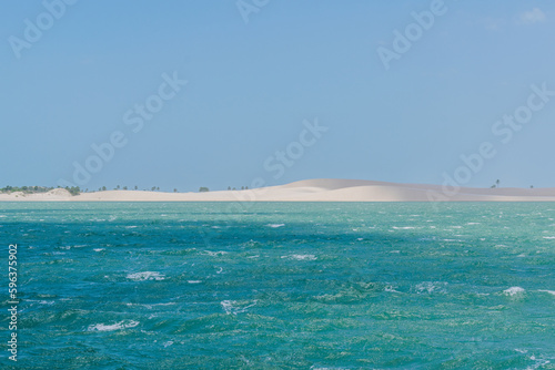 Scenic view of the sea with the island of love in Camocim - Ceará - Brazil.