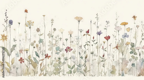 Wild flowers - watercolor painting - generative AI © chris3d