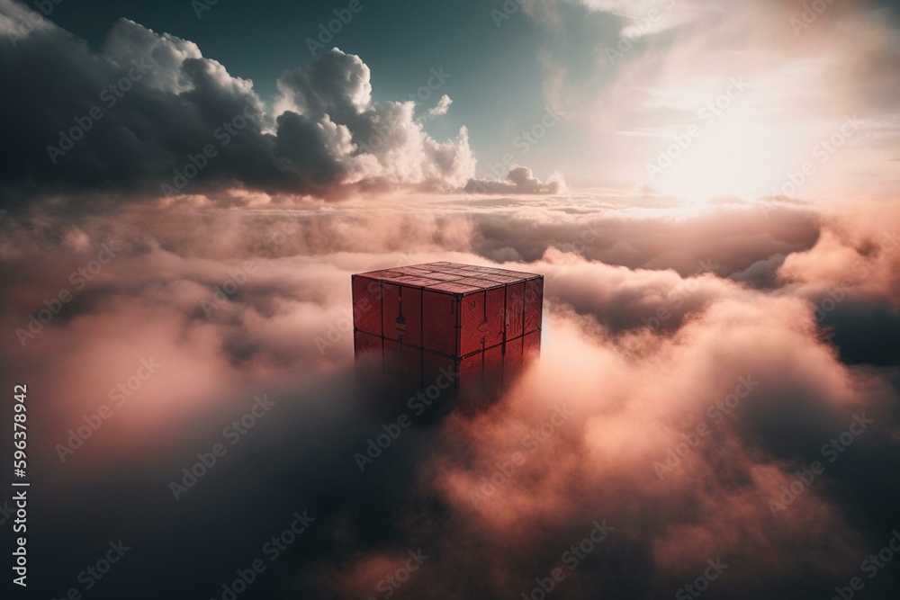 A prominent red box emerges from the clouds in a remarkable display. Generative AI Stock