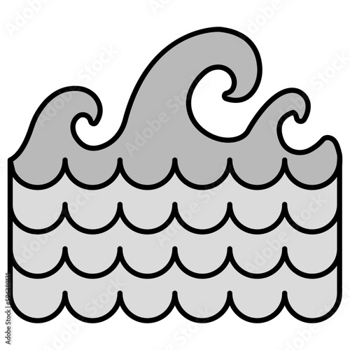 Conceptual flat design icon of ocean waves 