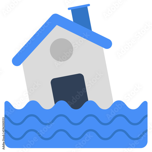 Flood icon in flat design isolated on white background 