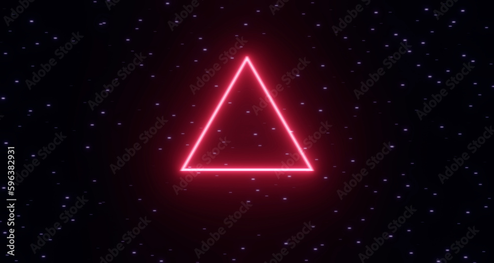 3d render, neon glowing geometric shape