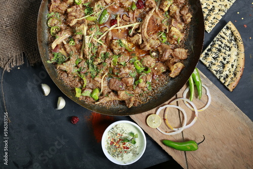 Mutton Karahi | Desi Food | Top Angle