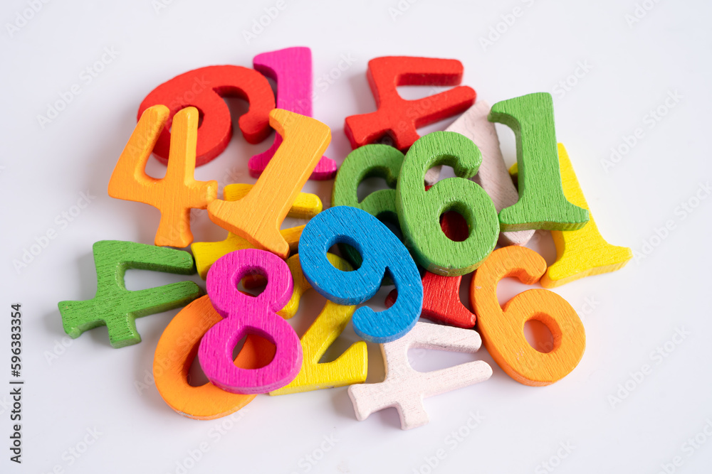 Math number colorful on white background, education study mathematics learning teach concept. Math number colorful on white background, education study mathematics learning teach concept.