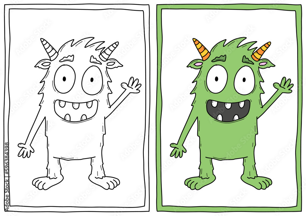  Foto zu Ausmalbild Monster Stock Vector 