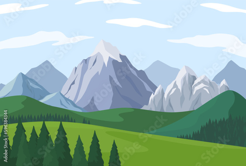 Background with a mountain range. Beautiful mountain landscape. Vector illustration