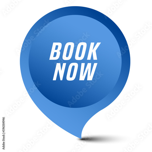 Colorful vector flat design banner book now. This sign is well adapted for web design.