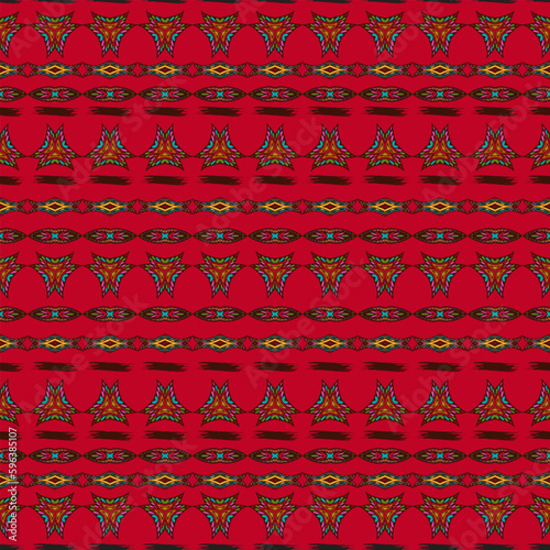 Embroidery colorful simplified ethnic  pattern . Vector  traditional folk elements   for design. boho chic, strips ornament 