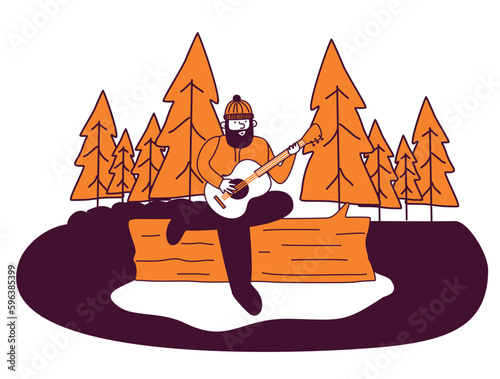 Hiker Playing Guitar