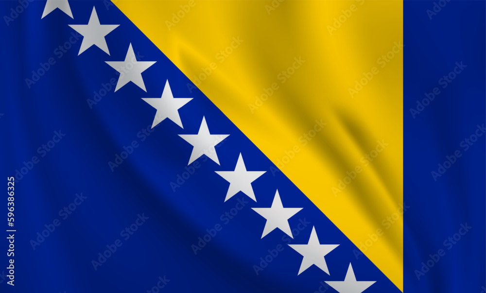 Bosnia and Herzegovina flag waving in the wind. 3D rendering vector illustration EPS10.
Bosnia and Herzegovina flag waving in the wind. 3D rendering vector illustration EPS10.