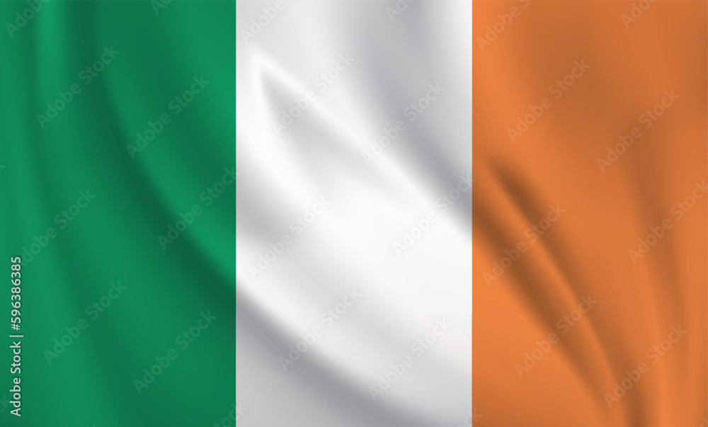 Ireland flag waving in the wind. 3D rendering vector illustration EPS10.	
