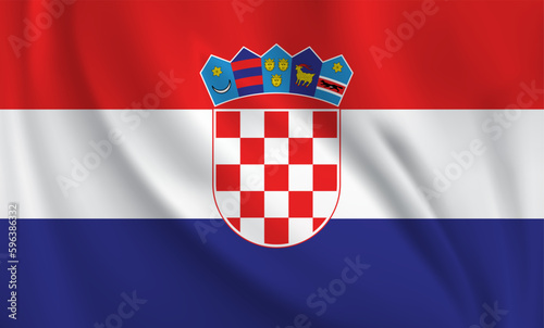 Croatia flag waving in the wind. 3D rendering vector illustration EPS10.	
