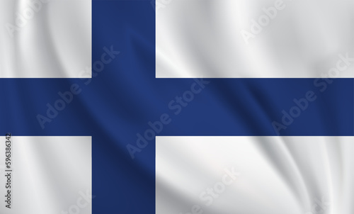 Finland flag waving in the wind. 3D rendering vector illustration EPS10. 