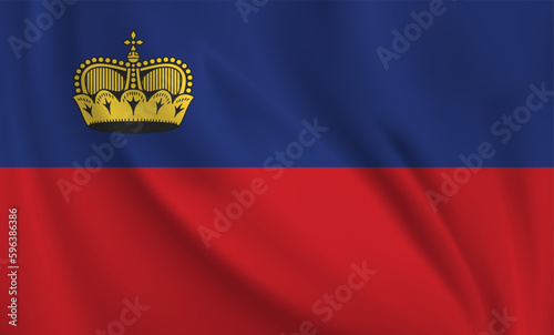 Liechtenstein flag waving in the wind. 3D rendering vector illustration EPS10.	
