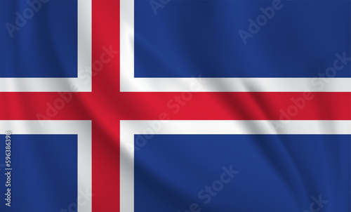 Iceland flag waving in the wind. 3D rendering vector illustration EPS10. 