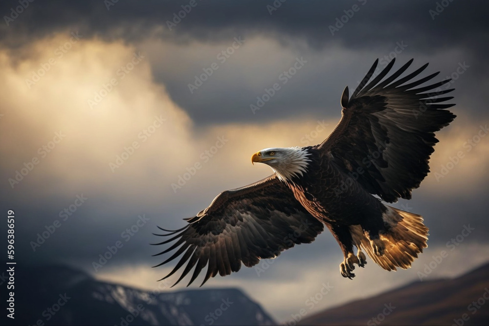 Fototapeta premium bald eagle in flight made with generative ai