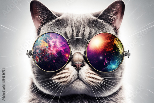 cool cat with sunglasses made with generative ai