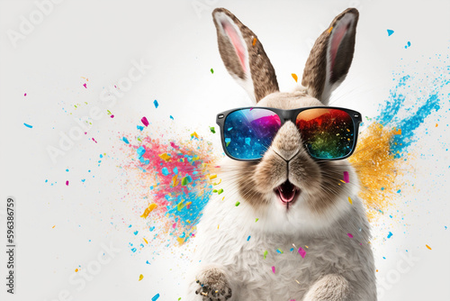 cool rabbit with sunglasses made with generative ai