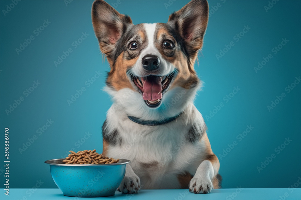 dog with bowl of dog food made with generative ai dog with bowl of dog food made with generative ai