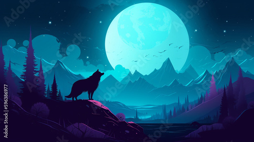 Wolf and moon night light hd wallpaper