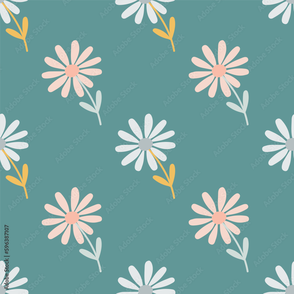 Aster flower seamless pattern. Little chamomile floral ornament wallpaper. Aster flower seamless pattern. Little chamomile floral ornament wallpaper.