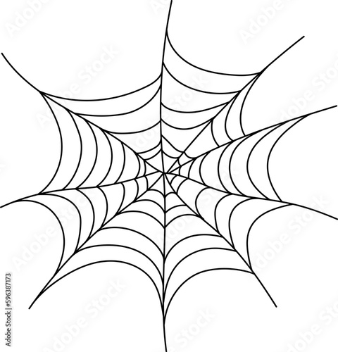 Scary spider web isolated. Spooky Halloween decoration. Outline cobweb illustration