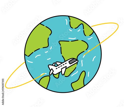 Airplane Flying Around the World