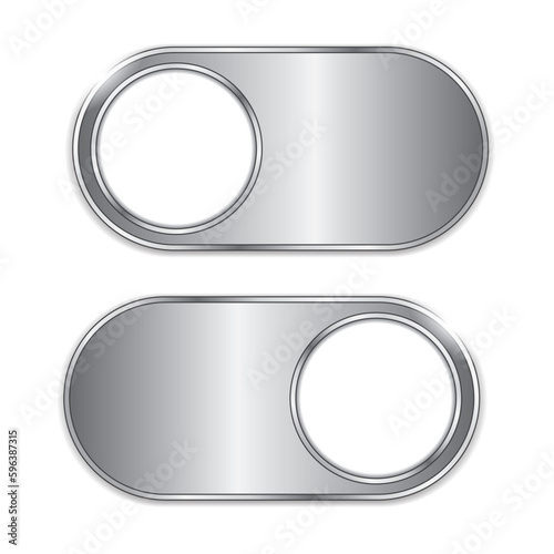 Silver button switch on/off isolated on a white background
