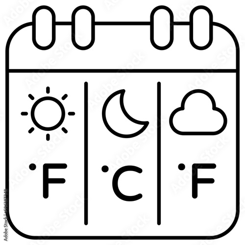 Modern design icon of weather calendar having editable quality 