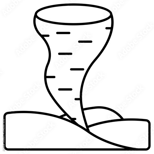 A flat design icon of hurricane 