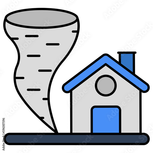 A flat design icon of tornado 