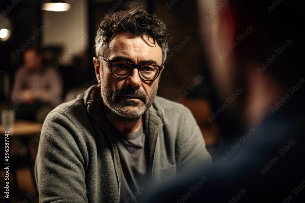 A Man in an Alcoholics Anonymous Club, generative ai A Man in an Alcoholics Anonymous Club, generative ai